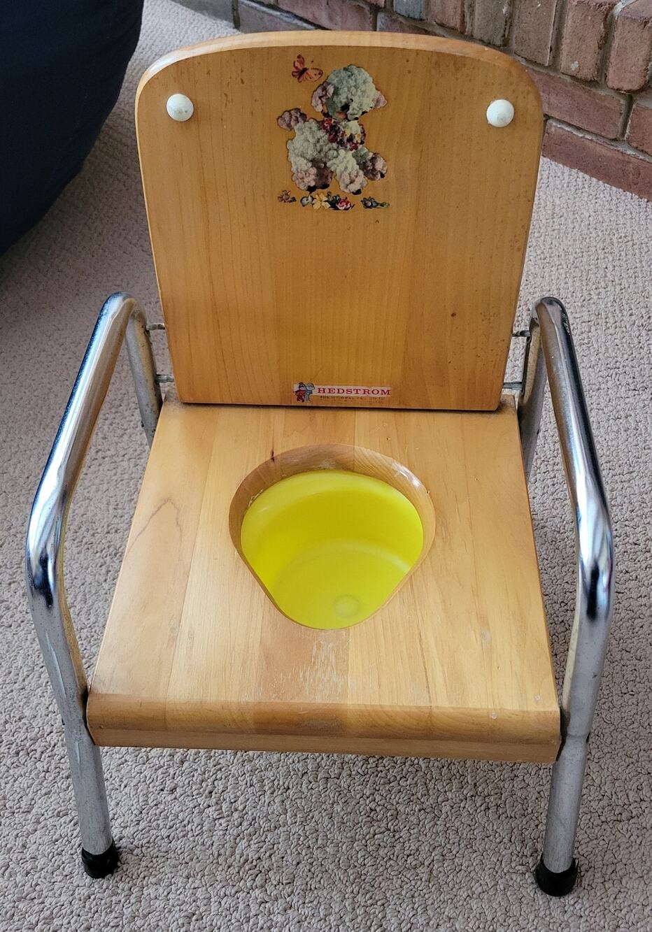 VTG Nursery Potty Chair 1950s Hedstrom Lamb Oak Wooden Removable & Deflector